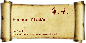 Horner Aladár névjegykártya